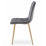 Fluwelen stoel - 4 stuks - roze - houtkleurige poten