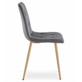 Fluwelen stoel - 4 stuks - roze - houtkleurige poten