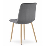 Fluwelen stoel - 4 stuks - roze - houtkleurige poten