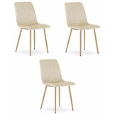 Beige eetkamerstoelen - set van 3 - velvet - 86x45x55 cm