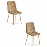 Fluwelen stoel - 2 stuks - bruin - 86.5x45x54 cm