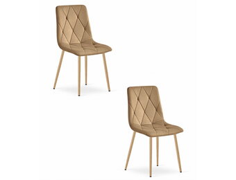 Fluwelen stoel - 2 stuks - bruin - 86.5x45x54 cm