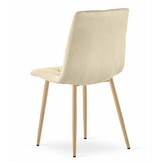 Fluwelen stoel - 3 stuks - licht beige - houtkleurige poten