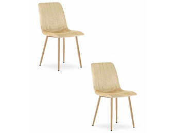 Eetstoelen - 2 stuks - beige - 86x45x55 cm - velours