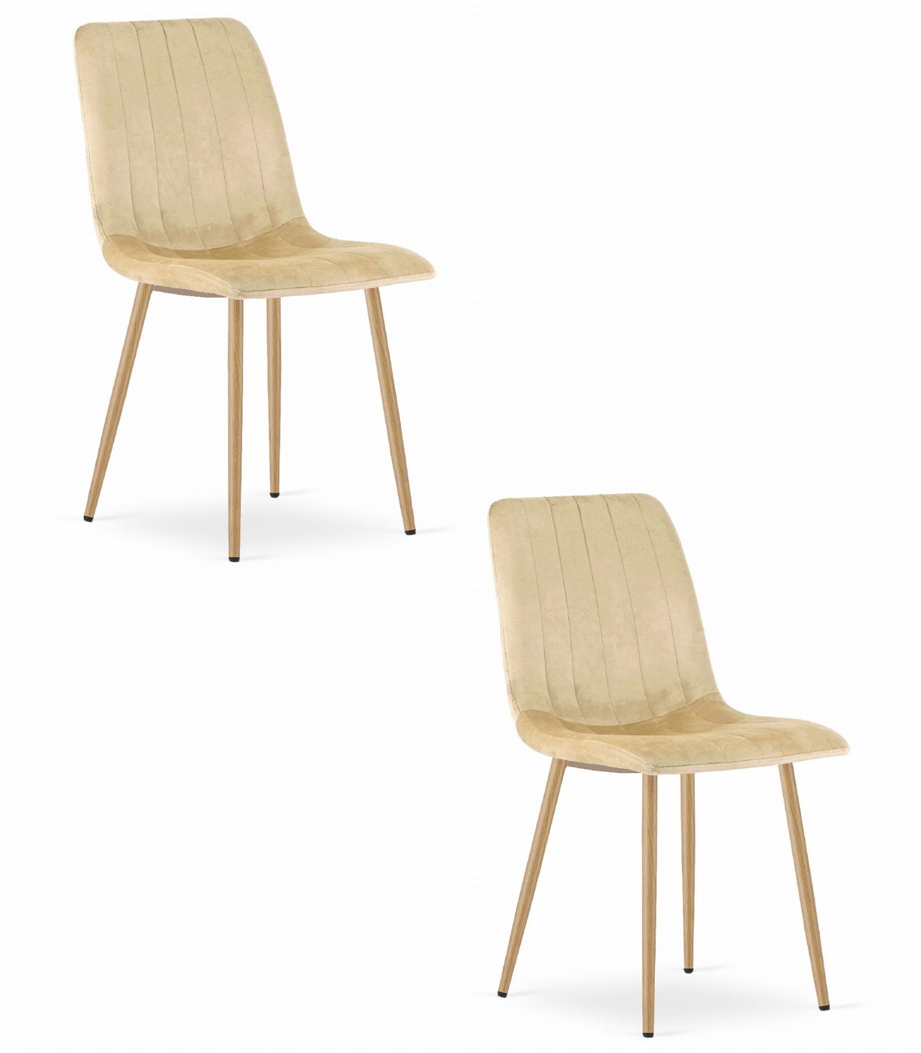 Eetstoelen - 2 stuks - beige - 86x45x55 cm - velours