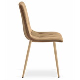 Fluwelen stoel - 3 stuks - bruin - houtlook poten