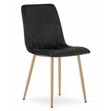 Fluwelen stoel - set van 3 - zwart - metaal