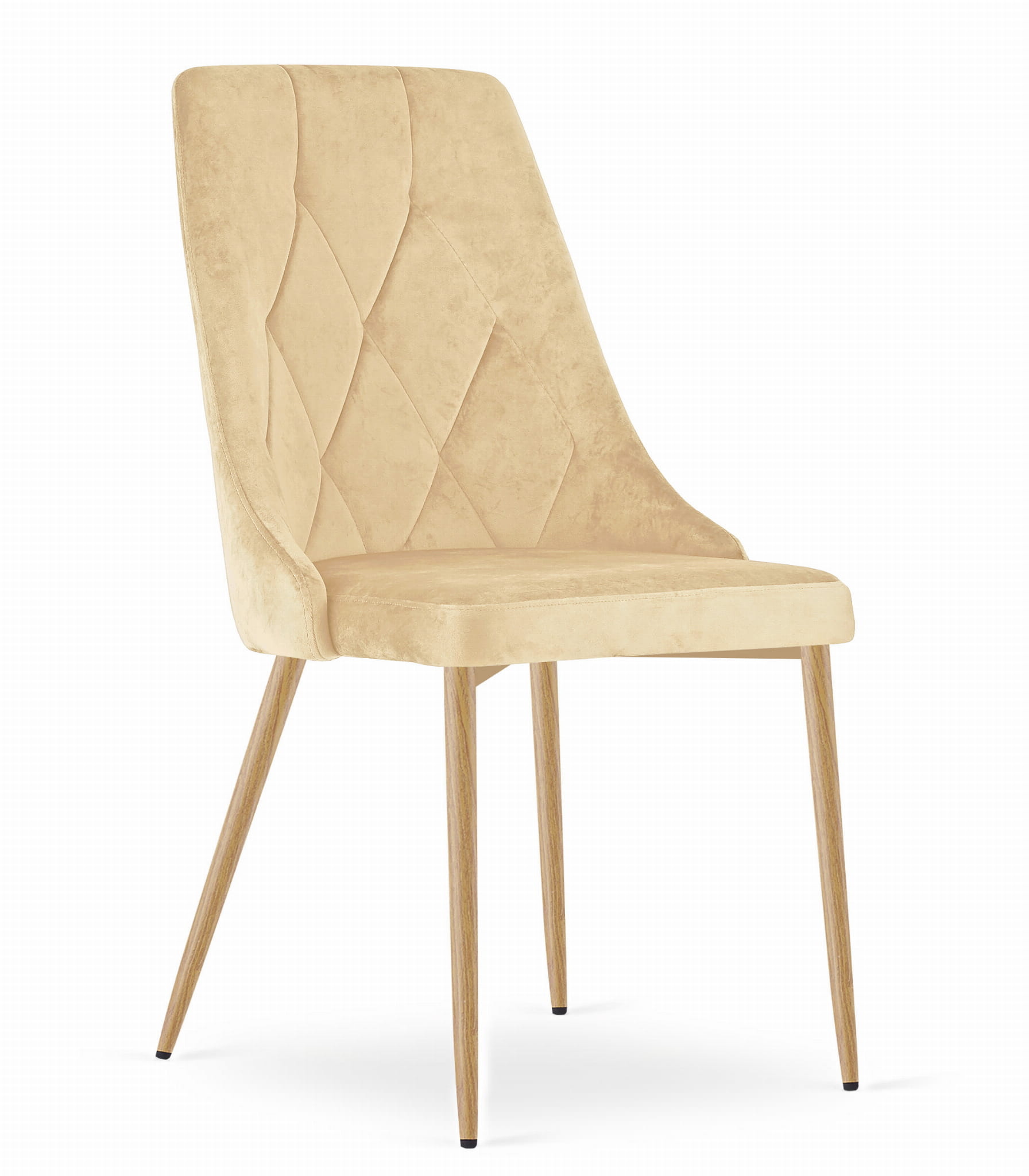 Fluwelen stoel - set van 2 - beige - 88x49,5x55,5 cm