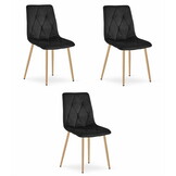 Eetkamerstoel velvet - 3 stuks - zwart - 86.5x45x54 cm