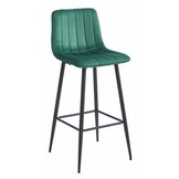 Barkruk met rugleuning - 2 stuks - donkergroen - fluweel