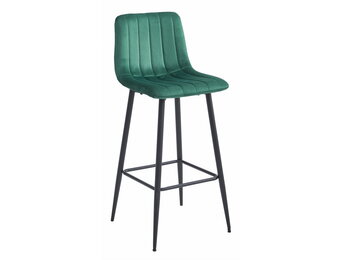 Barkruk met rugleuning - 2 stuks - donkergroen - fluweel