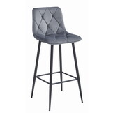 Barkruk met rugleuning - 4 stuks - donkergrijs fluweel - 104 cm hoog