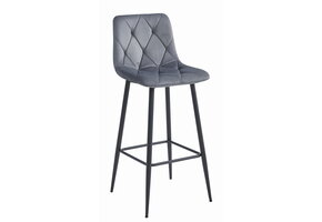 Barkruk met rugleuning - 4 stuks - donkergrijs fluweel - 104 cm hoog