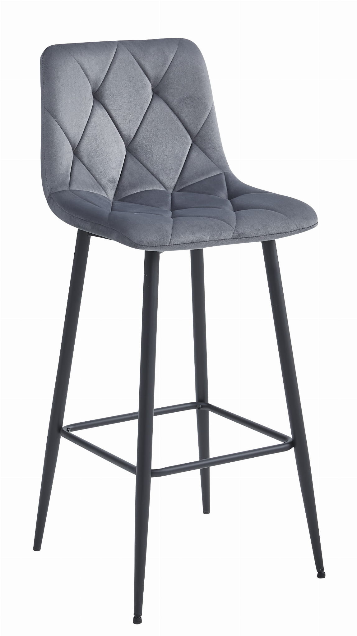 Barkruk met rugleuning - 4 stuks - donkergrijs fluweel - 104 cm hoog