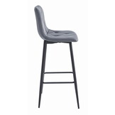 Barkruk met rugleuning - 4 stuks - donkergrijs fluweel - 104 cm hoog