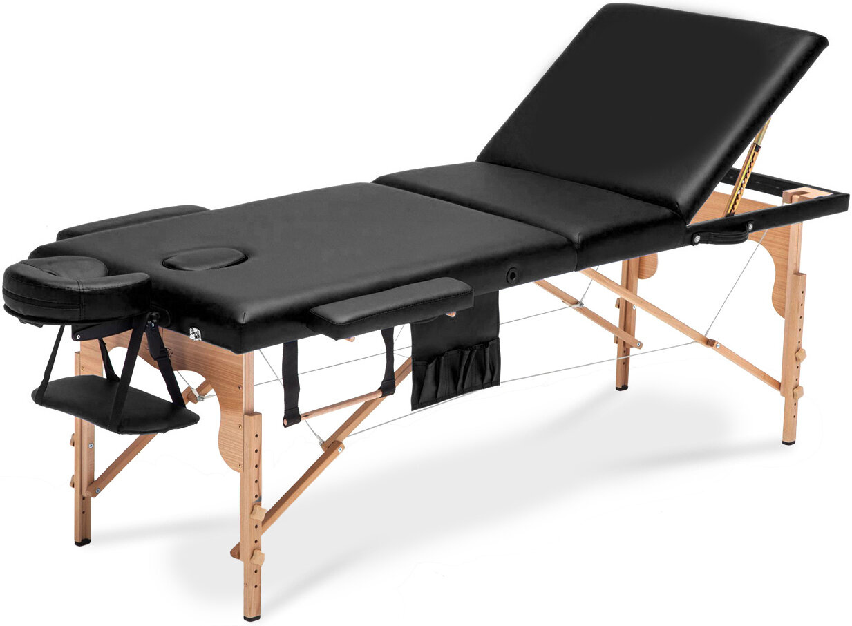 Verstelbaar Massagebed - 10-staps paneel - 61-83 cm hoogte - ecologisch leer