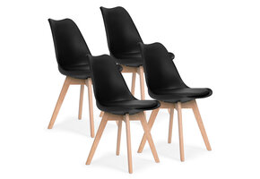 Eetkamerstoelen scandinavisch - 4 stuks - beukenhout - draagvermogen 120 kg