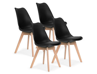 Eetkamerstoelen scandinavisch - 4 stuks - beukenhout - draagvermogen 120 kg