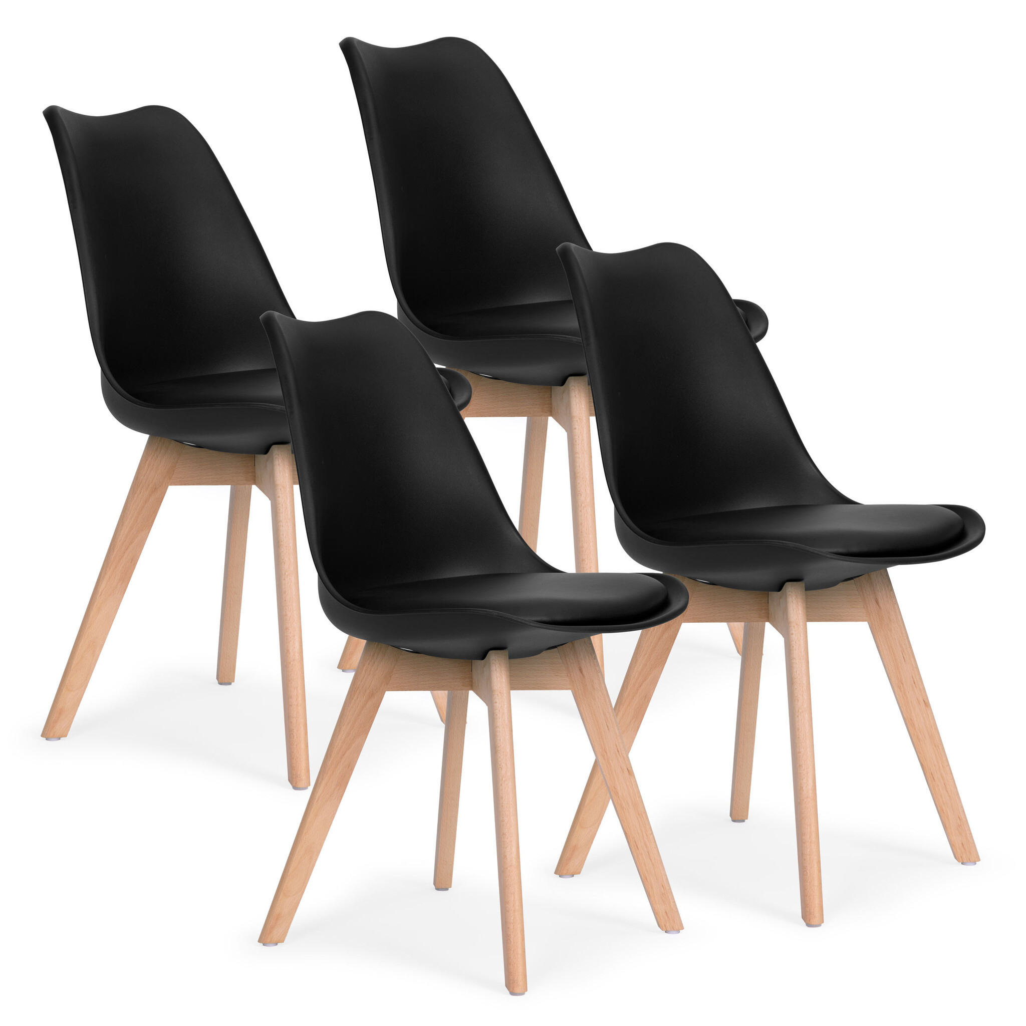 Eetkamerstoelen scandinavisch - 4 stuks - beukenhout - draagvermogen 120 kg