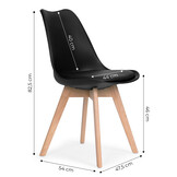 Eetkamerstoelen scandinavisch - 4 stuks - beukenhout - draagvermogen 120 kg