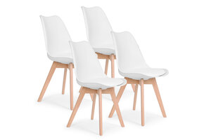 Scandinavische eetkamerstoelen - 4 stuks - beukenhout - eco-leer