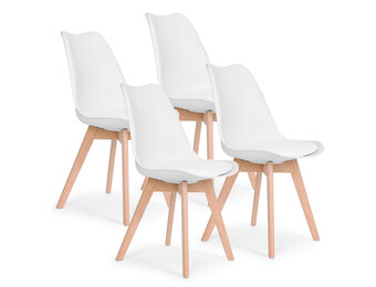 Scandinavische eetkamerstoelen - 4 stuks - beukenhout - eco-leer