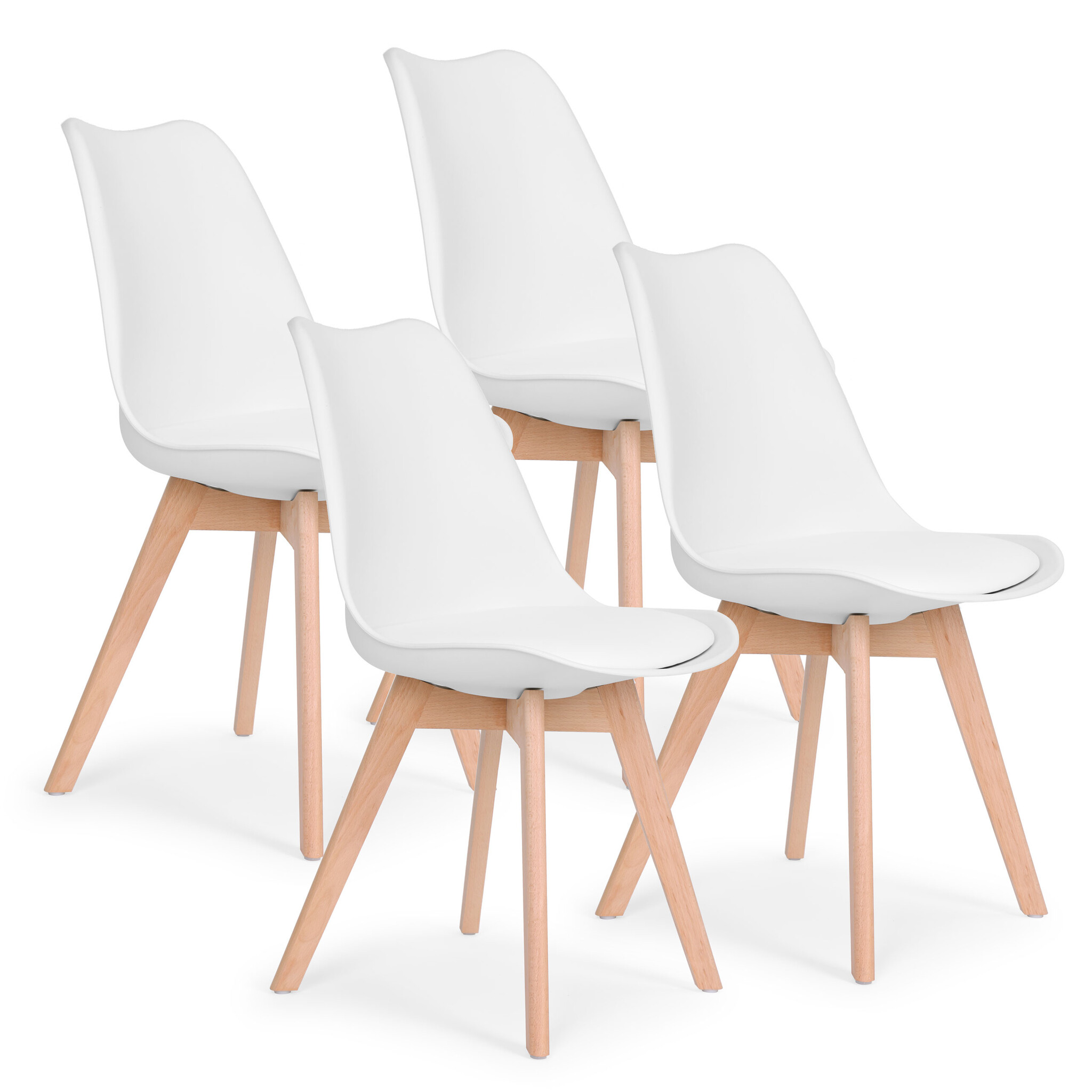 Scandinavische eetkamerstoelen - 4 stuks - beukenhout - eco-leer