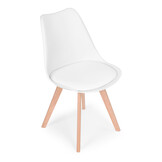 Scandinavische eetkamerstoelen - 4 stuks - beukenhout - eco-leer