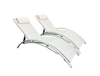Aluminium tuinset - 2 ligstoelen - 180x58 cm - verstelbare helling