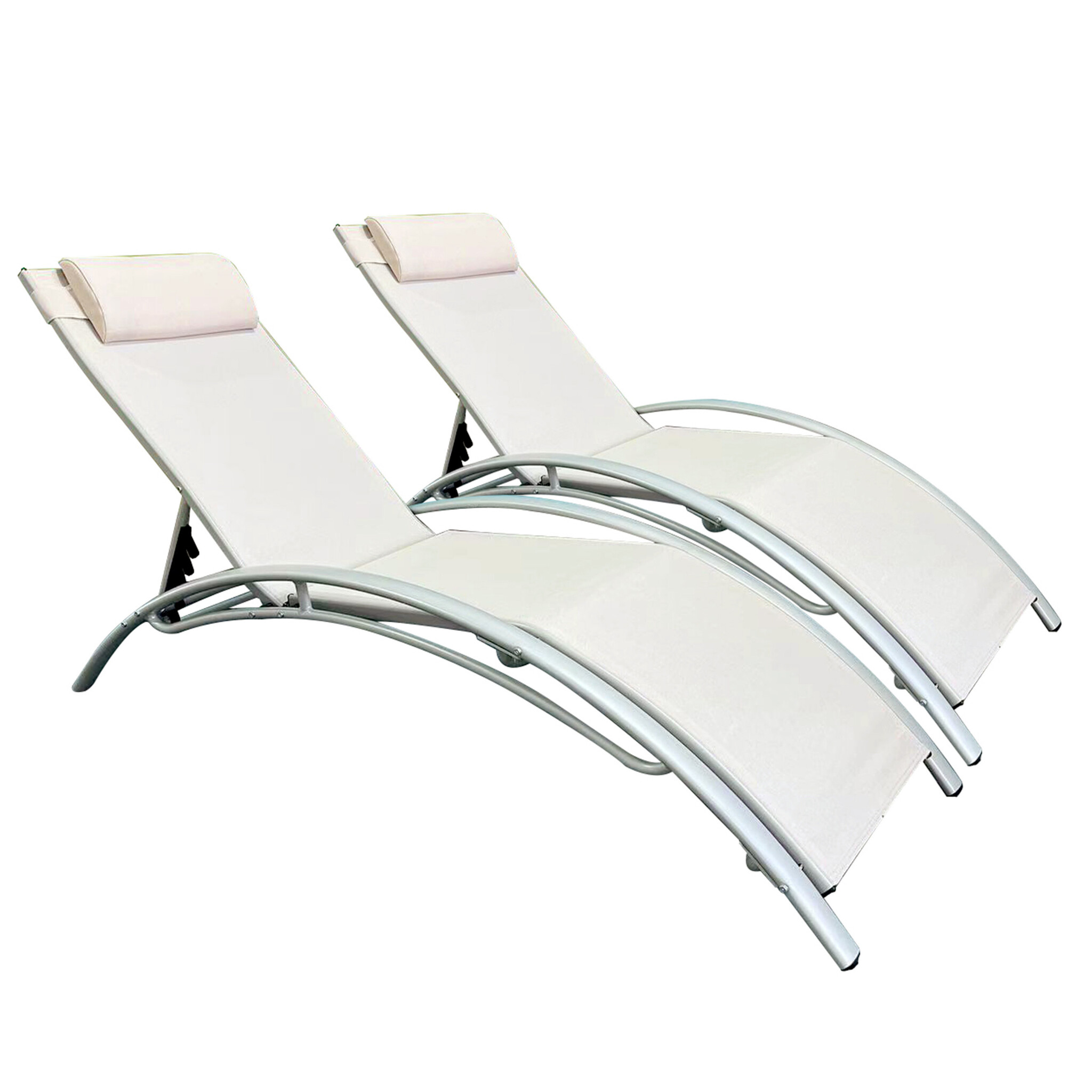 Aluminium tuinset - 2 ligstoelen - 180x58 cm - verstelbare helling