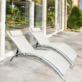 Aluminium tuinset - 2 ligstoelen - 180x58 cm - verstelbare helling