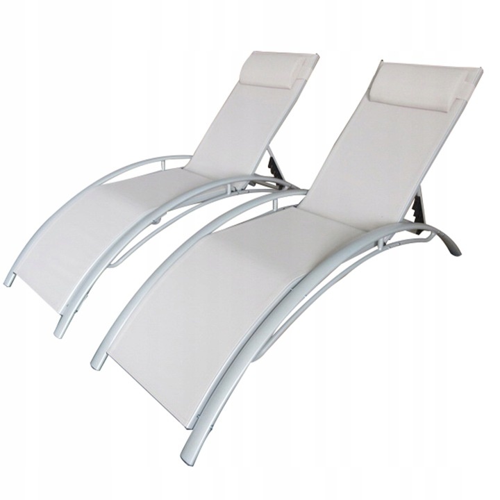 Ligstoel tuin - 2 stuks - aluminium - 180x58 cm - grijs