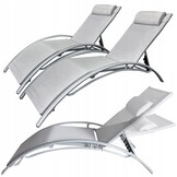 Ligstoel tuin - 2 stuks - aluminium - 180x58 cm - grijs