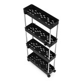 Kunststof badkamerrek - 85x12,5x38,5 cm - 4 planken - met wielen