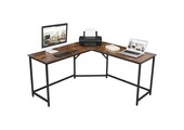 Stijlvolle computertafel - rustiek bruin - 149x149x75 cm - spaanplaat, staal
