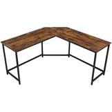 Stijlvolle computertafel - rustiek bruin - 149x149x75 cm - spaanplaat, staal