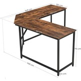 Stijlvolle computertafel - rustiek bruin - 149x149x75 cm - spaanplaat, staal