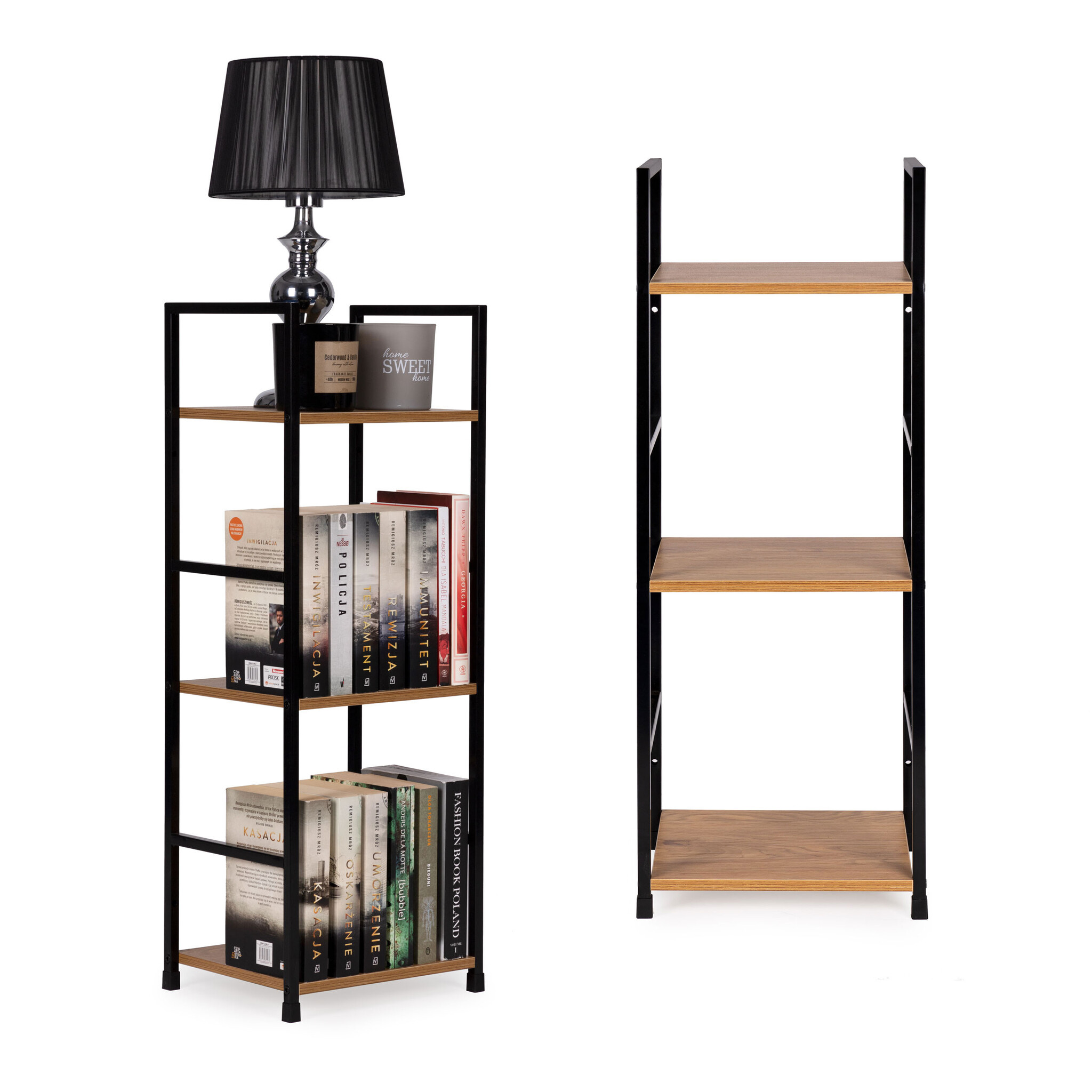 Boekenrek - 3 planken - 80x29x23.5 cm - MDF + metaal