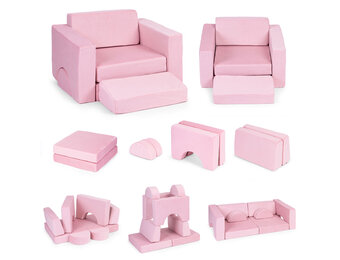 Kinderfauteuil - roze - 8-delig - 120 kg max gewicht