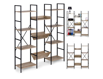 Boekenkast - loft-stijl - 11 planken - beschermende voetjes