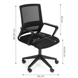 Bureaustoel ergonomisch - zwart - 98-107 cm hoog - netstof rugleuning