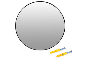 Ronde spiegel zwart - 80 cm diameter - geborsteld aluminium - inclusief montagekit