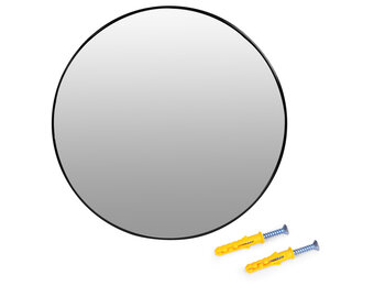 Ronde spiegel zwart - 80 cm diameter - geborsteld aluminium - inclusief montagekit