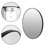 Ronde spiegel zwart - 80 cm diameter - geborsteld aluminium - inclusief montagekit