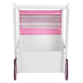 Poppenwagen - hout - roze kap - antislip wielen
