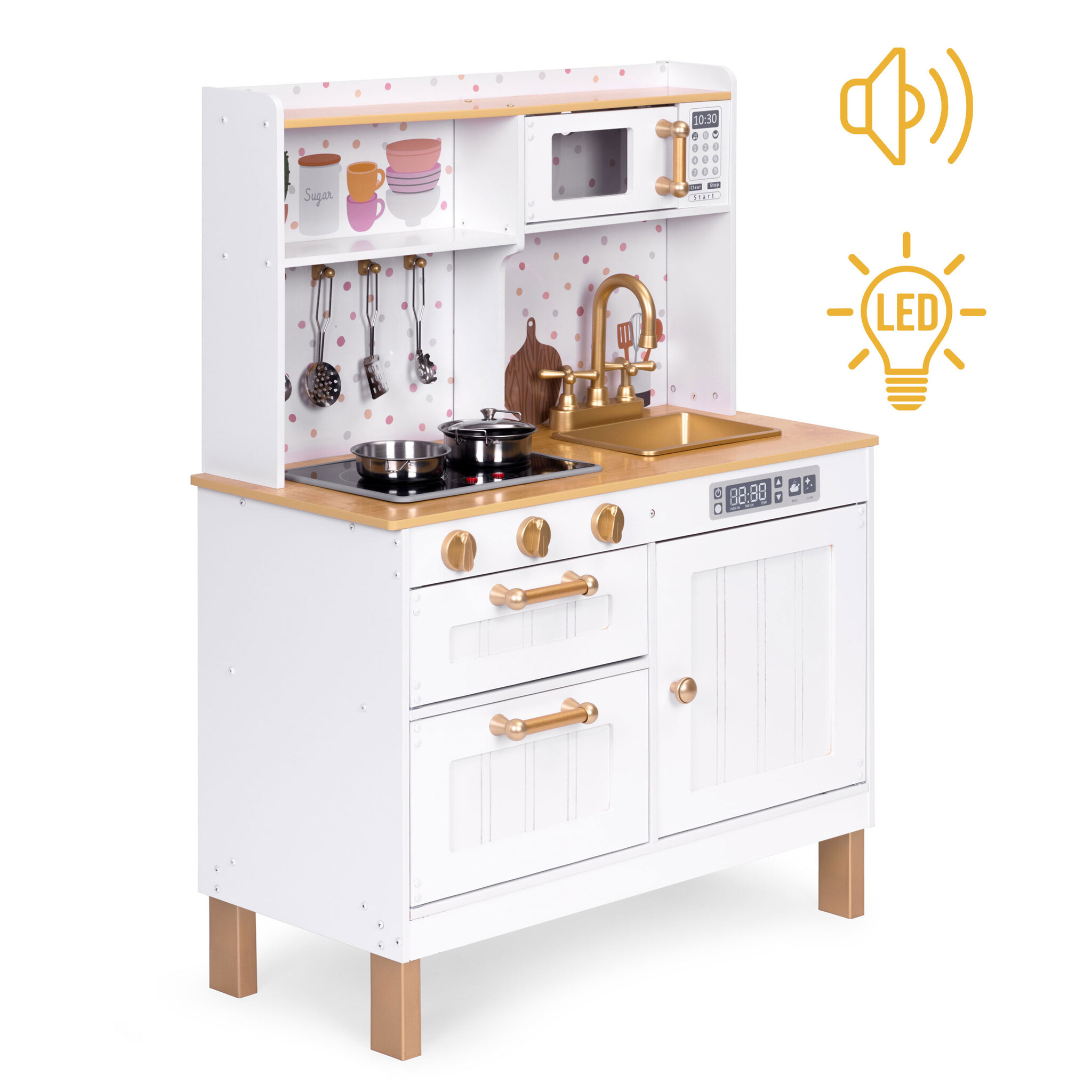 Kinderkeuken - 70x30x93,5 cm - licht en geluid - inclusief 7 accessoires