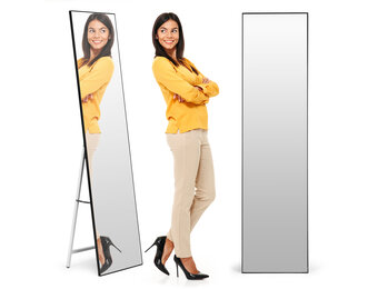 Passpiegel staand - zwart - 40x29x158 cm - antislip poten