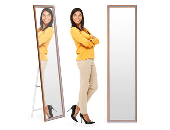 Spiegel staand - aluminium frame - 37x30x147 cm - antislip poten