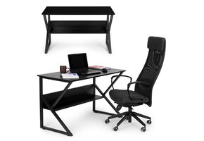 Ruim computerbureau - zwart - 120x60x72.5 cm - extra plank