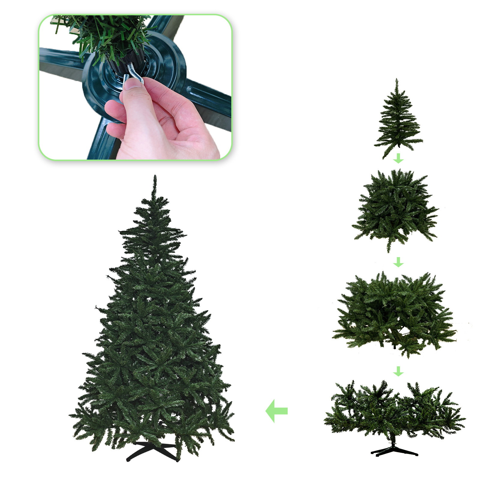 Kunstkerstboom - met uitvouwsysteem - 180 cm - duurzaam - groen